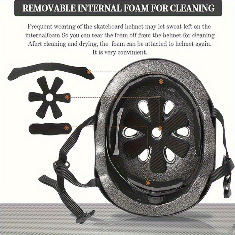 Stylish and Cool Helmet Adjustable Stylish and Cool Helmet, Paintable for Halloween, Christmas, Birthday Gift, Suitable for a Variety of Sports (Black, White)